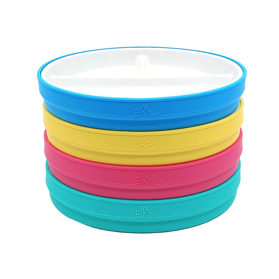 7.8"/20cm Porcelain White Divided Plates with Silicone Sleeves