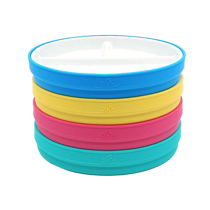 7.8"/20cm Porcelain White Divided Plates with Silicone Sleeves