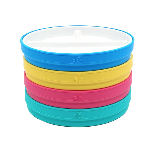 7.8"/20cm Porcelain White Divided Plates with Silicone Sleeves
