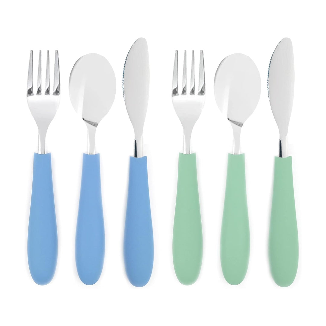 Kids Stainless Steel Spoon + Fork + Knife with Silicone Handle (4 years+) | 6 pieces