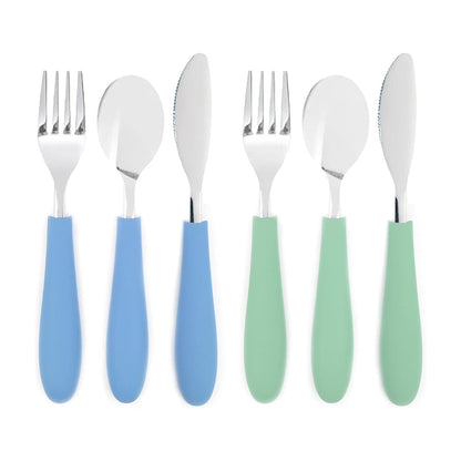 Kids Stainless Steel Spoon + Fork + Knife with Silicone Handle (4 years+) | 6 pieces