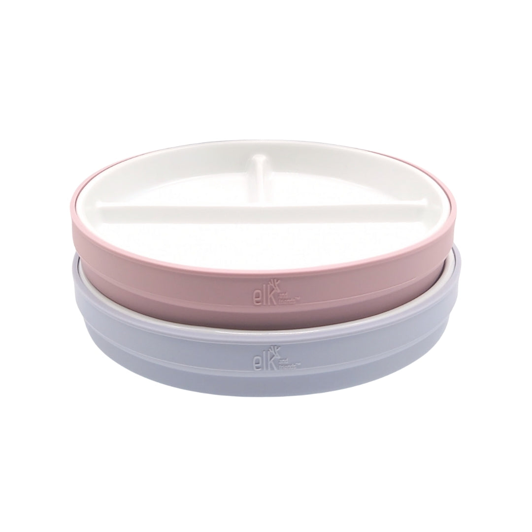 7.8"/20cm Porcelain White Divided Plates with Silicone Sleeves