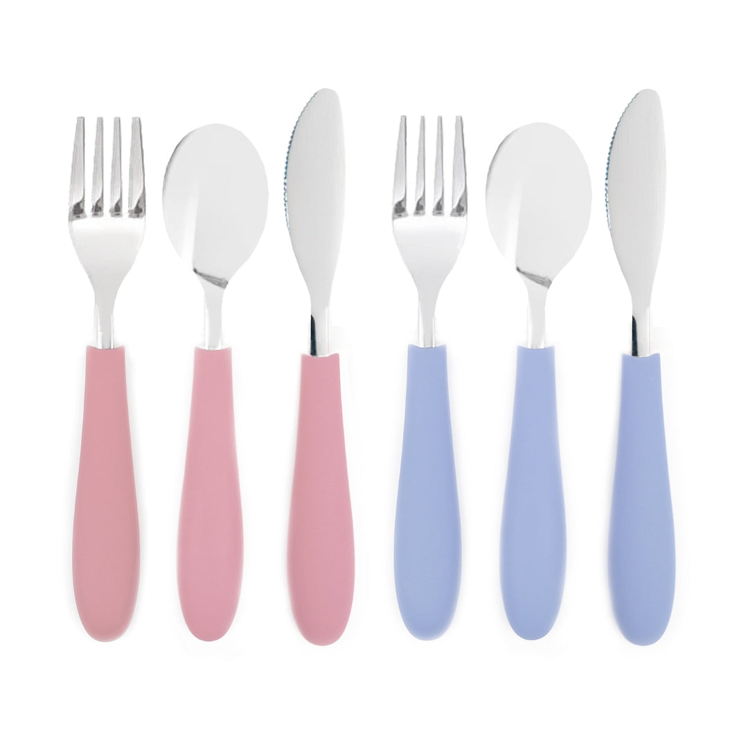 Kids Stainless Steel Spoon + Fork + Knife with Silicone Handle (4 years+) | 6 pieces