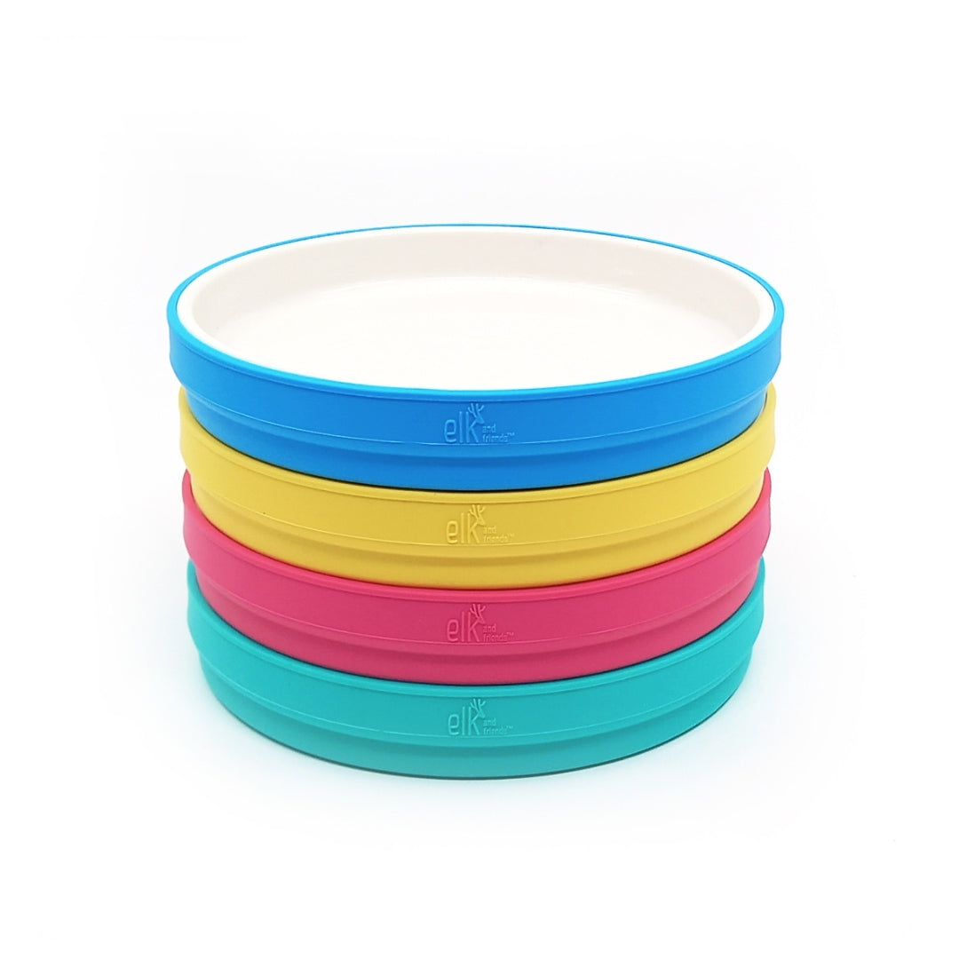 7.8"/20cm Porcelain White Non-Divided Plates with Silicone Sleeves