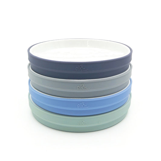 7.8"/20cm Porcelain White Plates with Silicone Sleeves