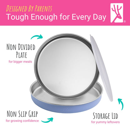 7.8" Stainless Steel Non-Divided Plates with Normal Sleeve (Purple/Pink/Teal/Yellow)