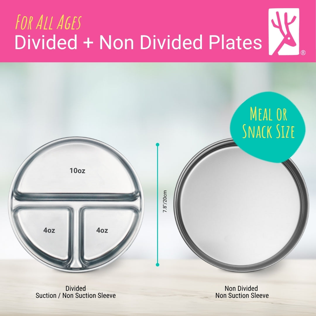 7.8" Stainless Steel Non-Divided Plates with Normal Sleeve (Sage/MistyBlue/Navy/Gray)