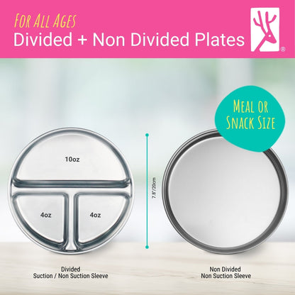 7.8" Stainless Steel Non-Divided Plates with Normal Sleeve (Sage/Blush/Lilac/MistyBlue)