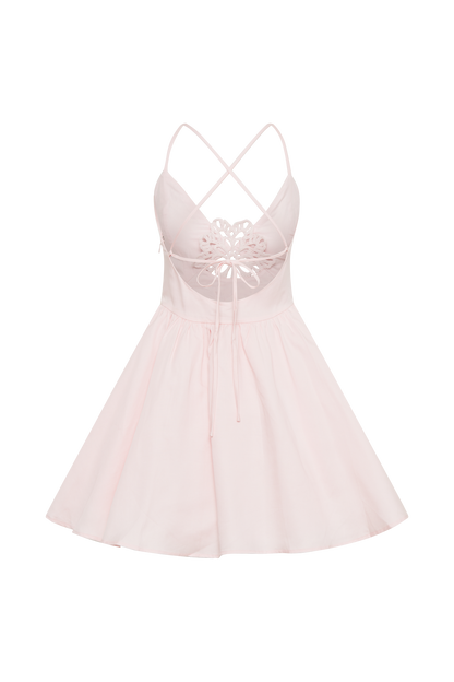 Muriel Cotton Mini Dress With Crochet - Powder Pink