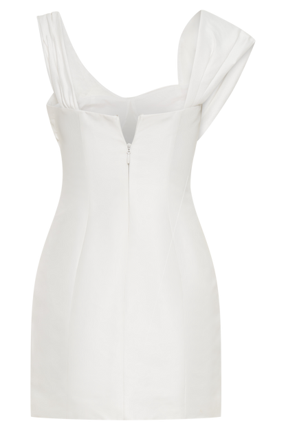 Farrah Structured Draped Mini Dress - White