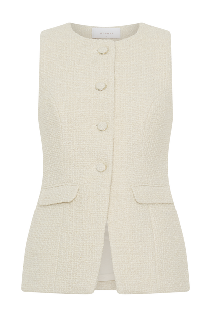 Camilla Boucle Sleeveless Vest - Ivory
