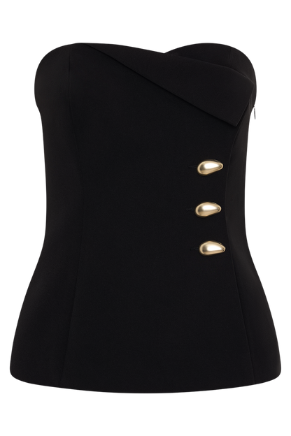 Lindie Strapless Suiting Top - Black