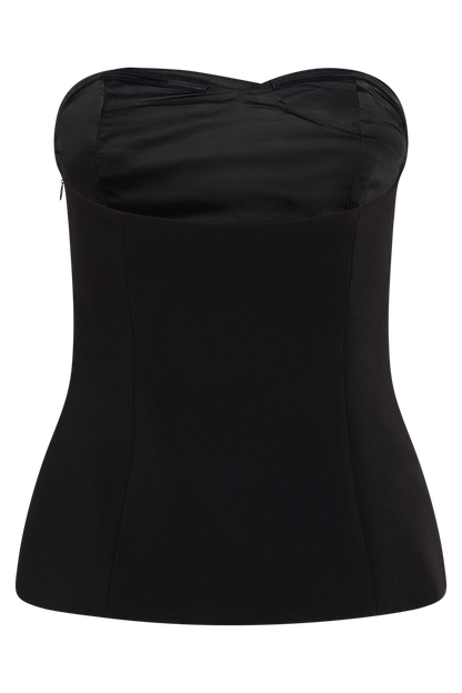Lindie Strapless Suiting Top - Black