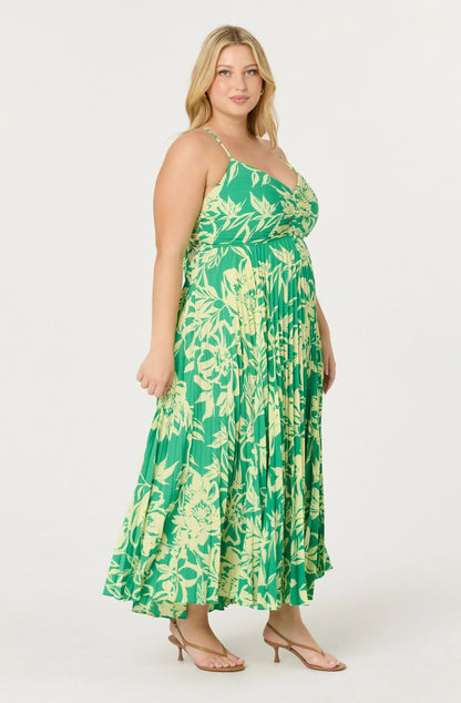 Blythe Floral Plisse Midi Dress