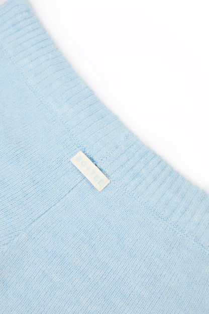 Knit Mid-Rise Wide-Leg Joggers in Powder Blue