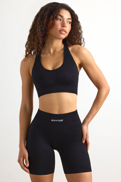 FlexiRib Racerback Sports Bra in Black