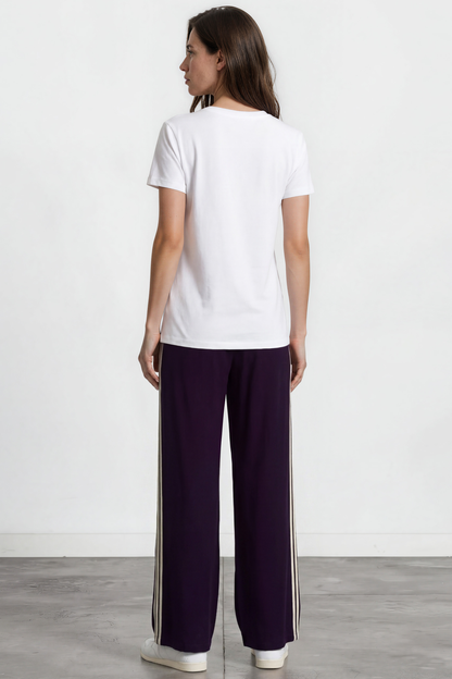 Oskar Pants - High Waisted Sports Stripe Side Seams in Navy