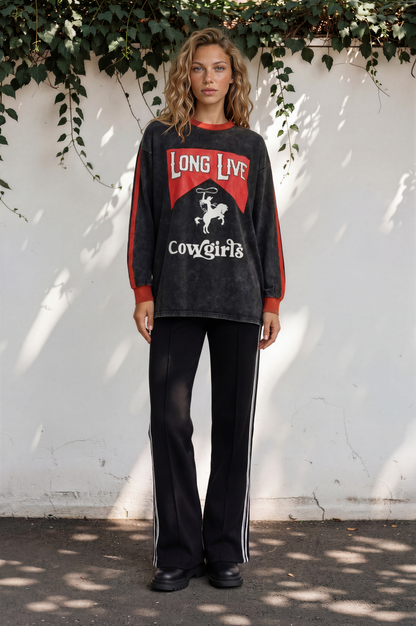 Victoria Pants - High Waisted Sports Stripe Side Seams in Black
