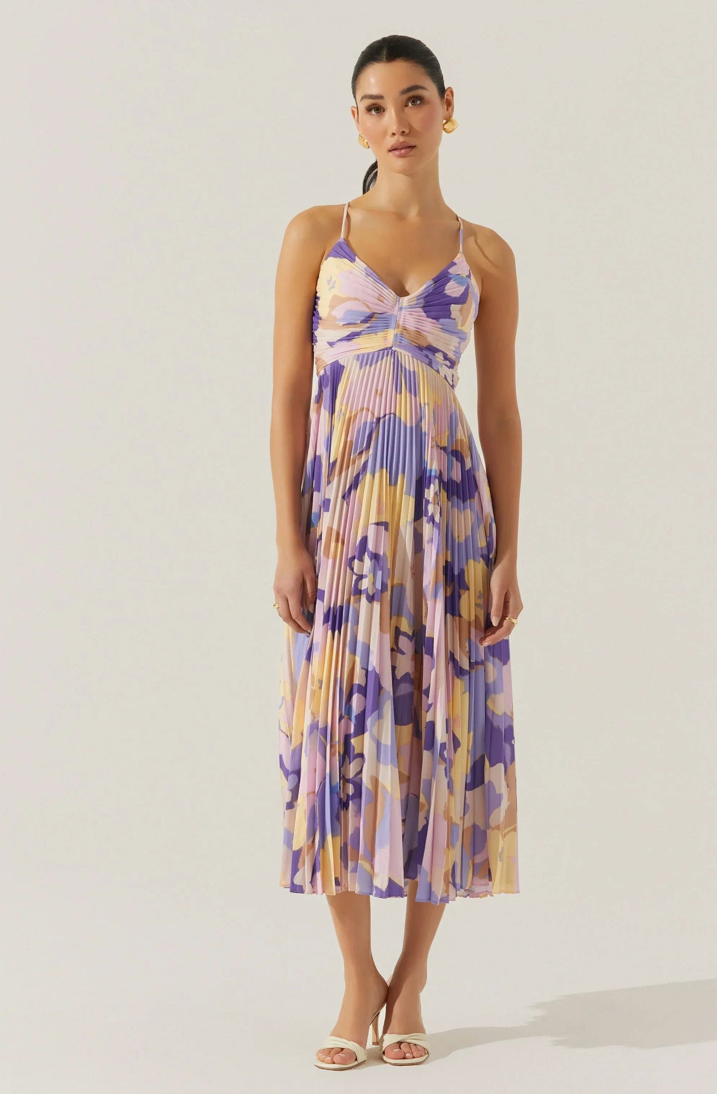 Blythe Floral Plisse Midi Dress