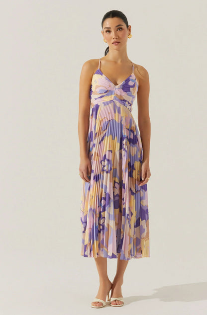 Blythe Floral Plisse Midi Dress