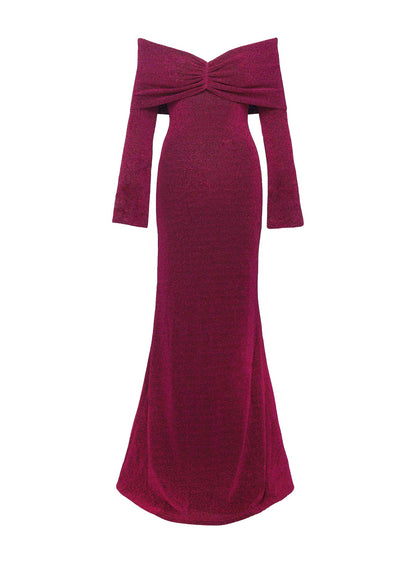 Cecilia Off The Shoulder Maxi Dress Wine