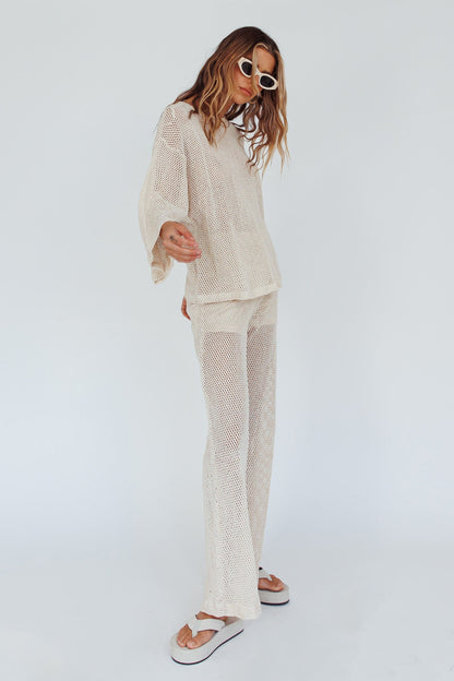 Mahina Long Sleeve Net Top Sand