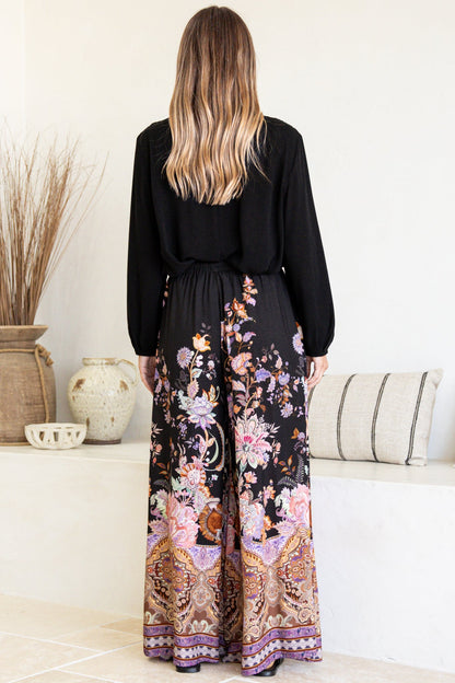 Charli Pants - Paper Bag High Waisted Wide Leg Pants in Zaria Print