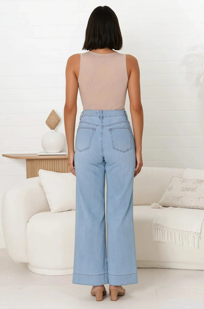 Cindy Wide Leg Jeans in Light Denim