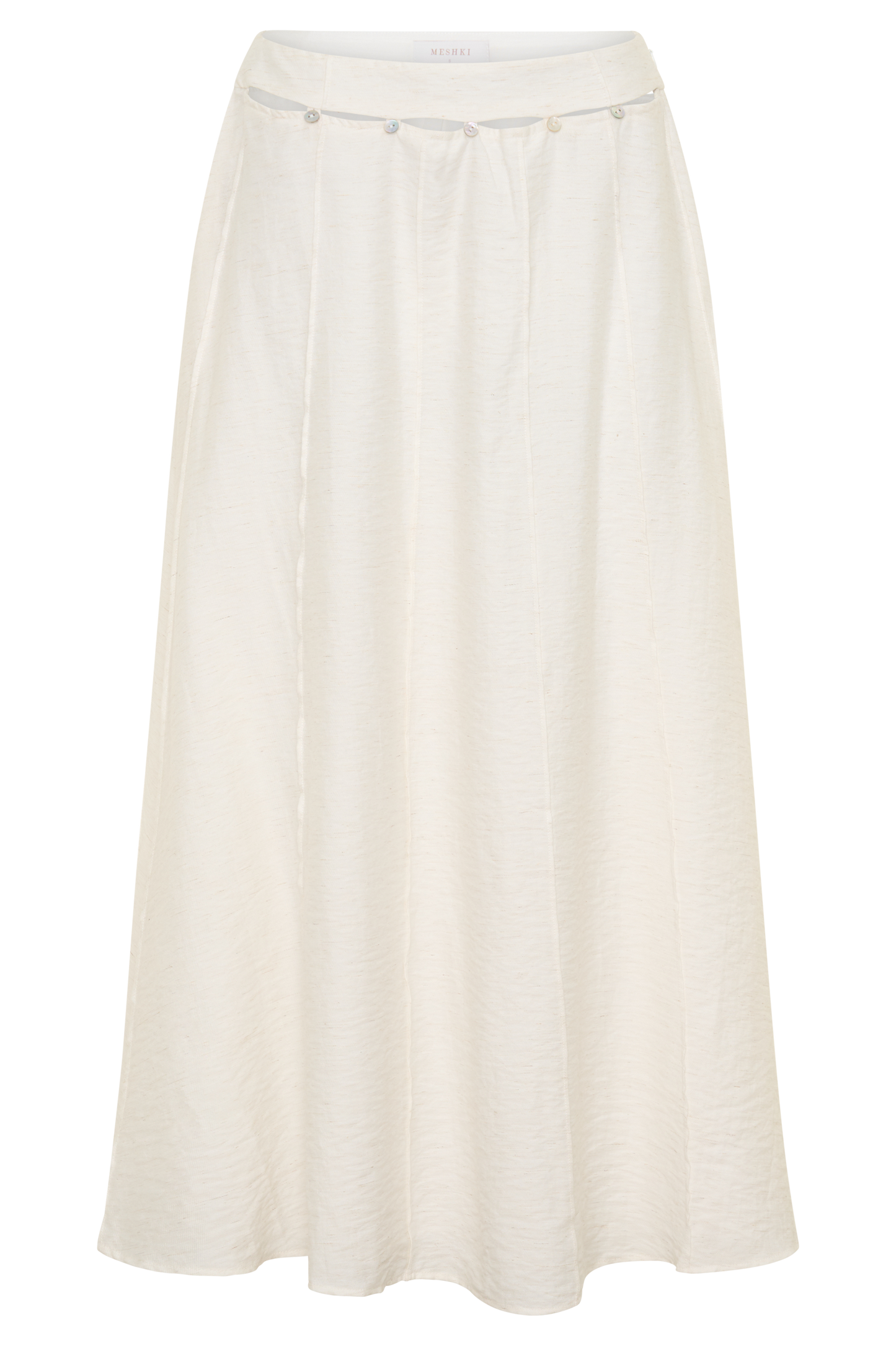 Claire Pearl Button Midi Skirt - White