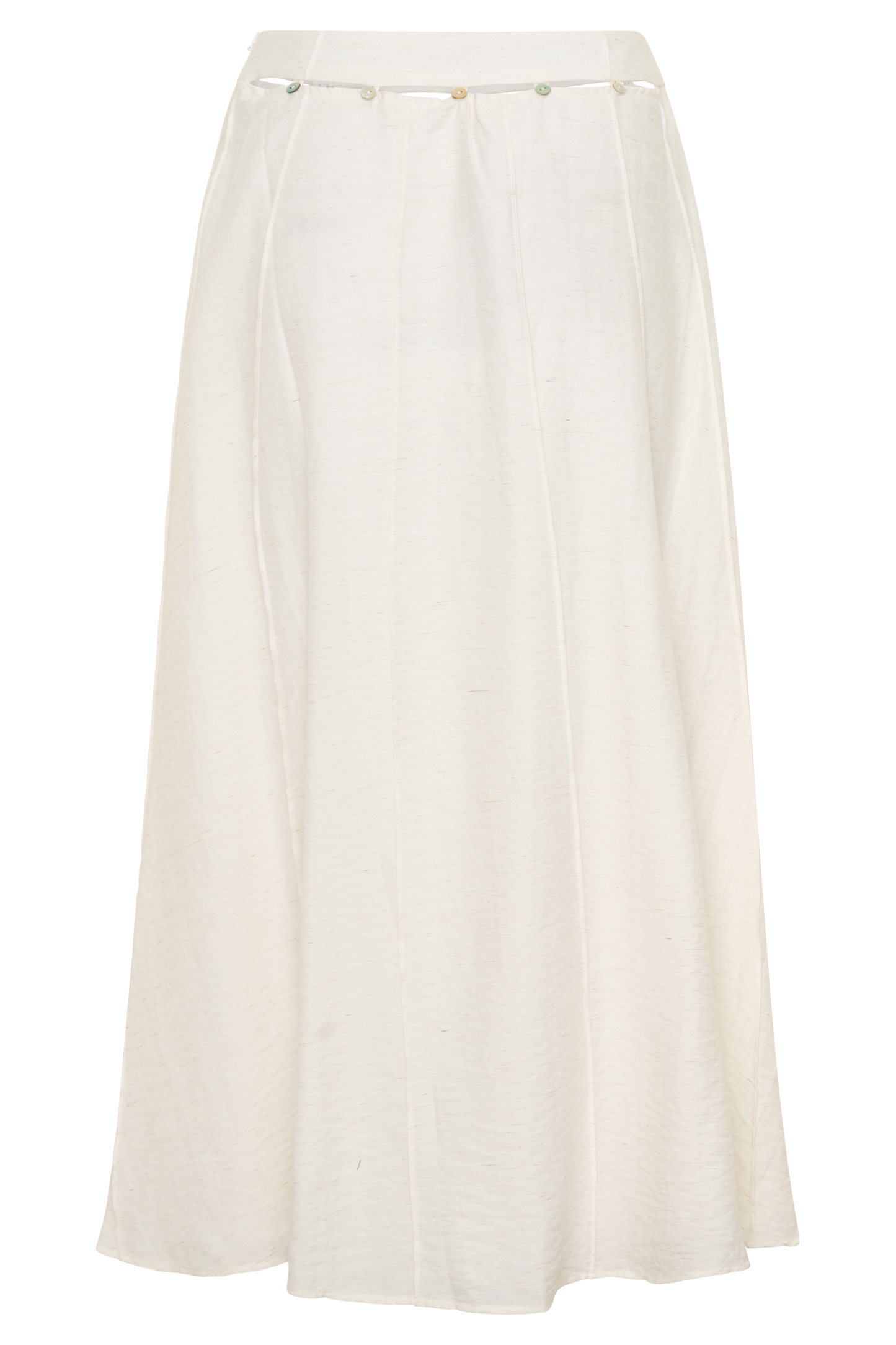 Claire Pearl Button Midi Skirt - White