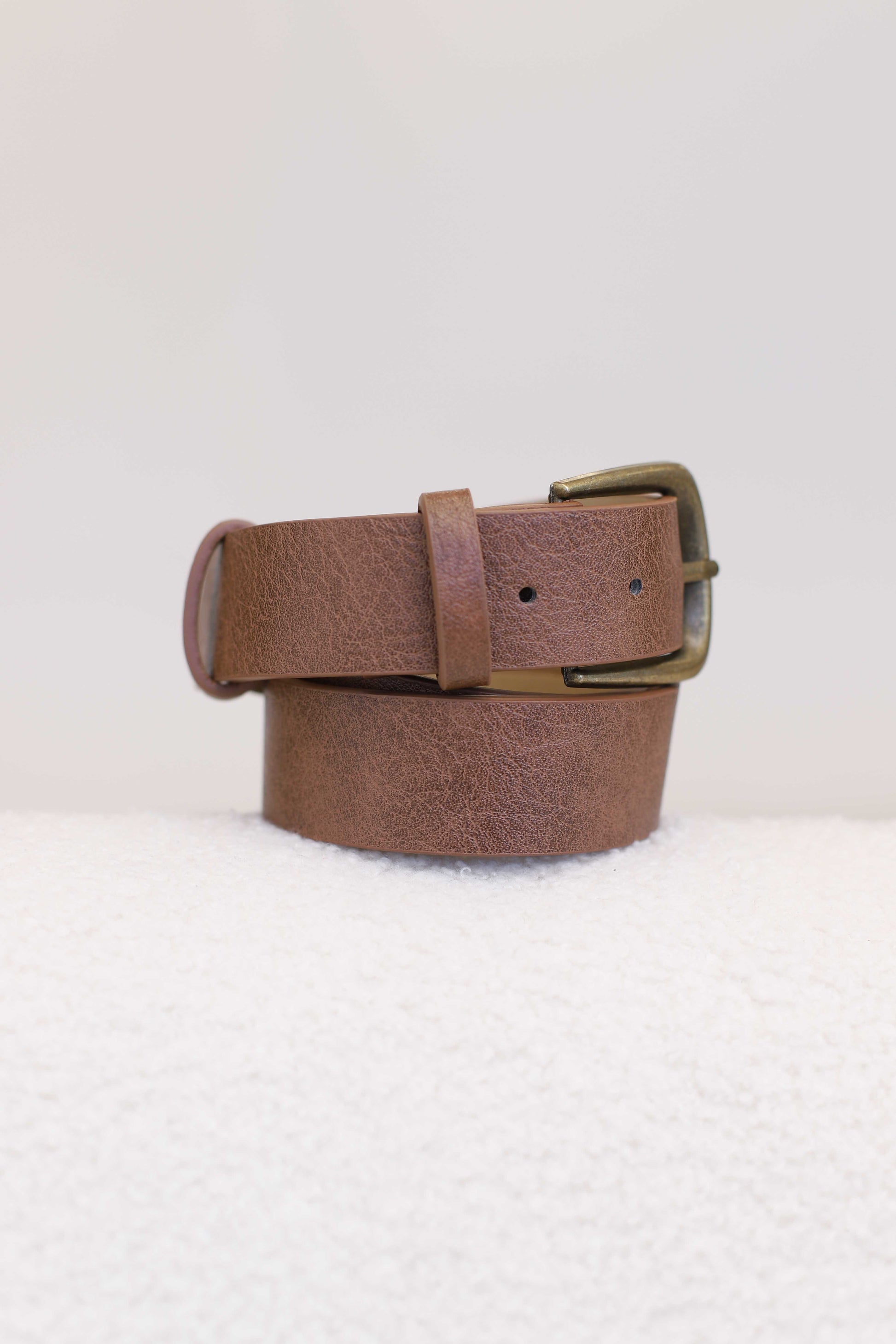 Creed PU Leather Gold Buckle Belt - Brown