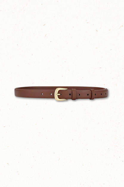 Cruz PU Leather Gold Buckle Thin Belt Set - Black/Brown