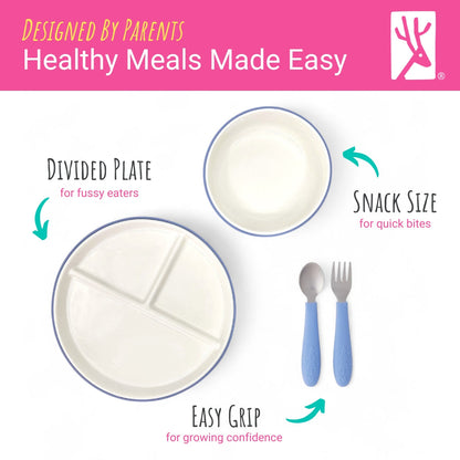 Elk and Friends Kids Porcelain Mealtime Bundle | Normal Sleeves | Blush/Sage
