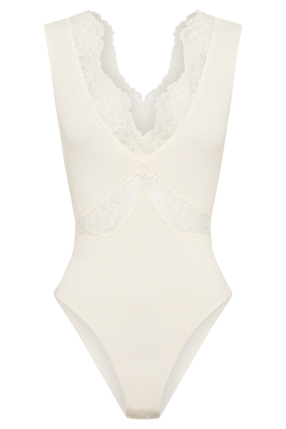 Electra Slinky Lace Bodysuit - Ivory