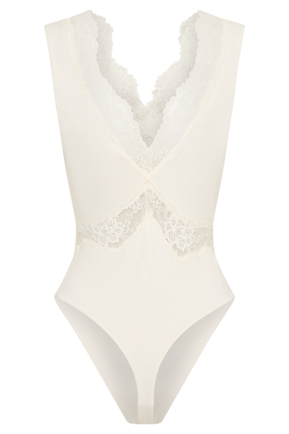 Electra Slinky Lace Bodysuit - Ivory