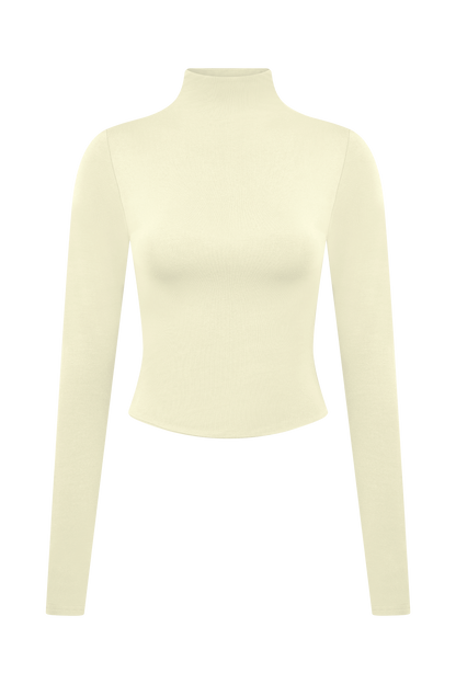 Ember Modal Long Sleeve High Neck Top - Ivory