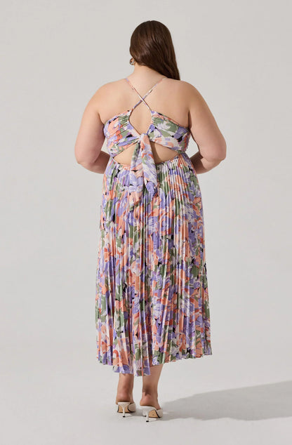 Blythe Floral Plisse Midi Dress