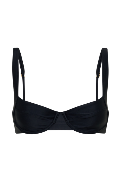 Abra Underwire Apex Bikini Top - Black