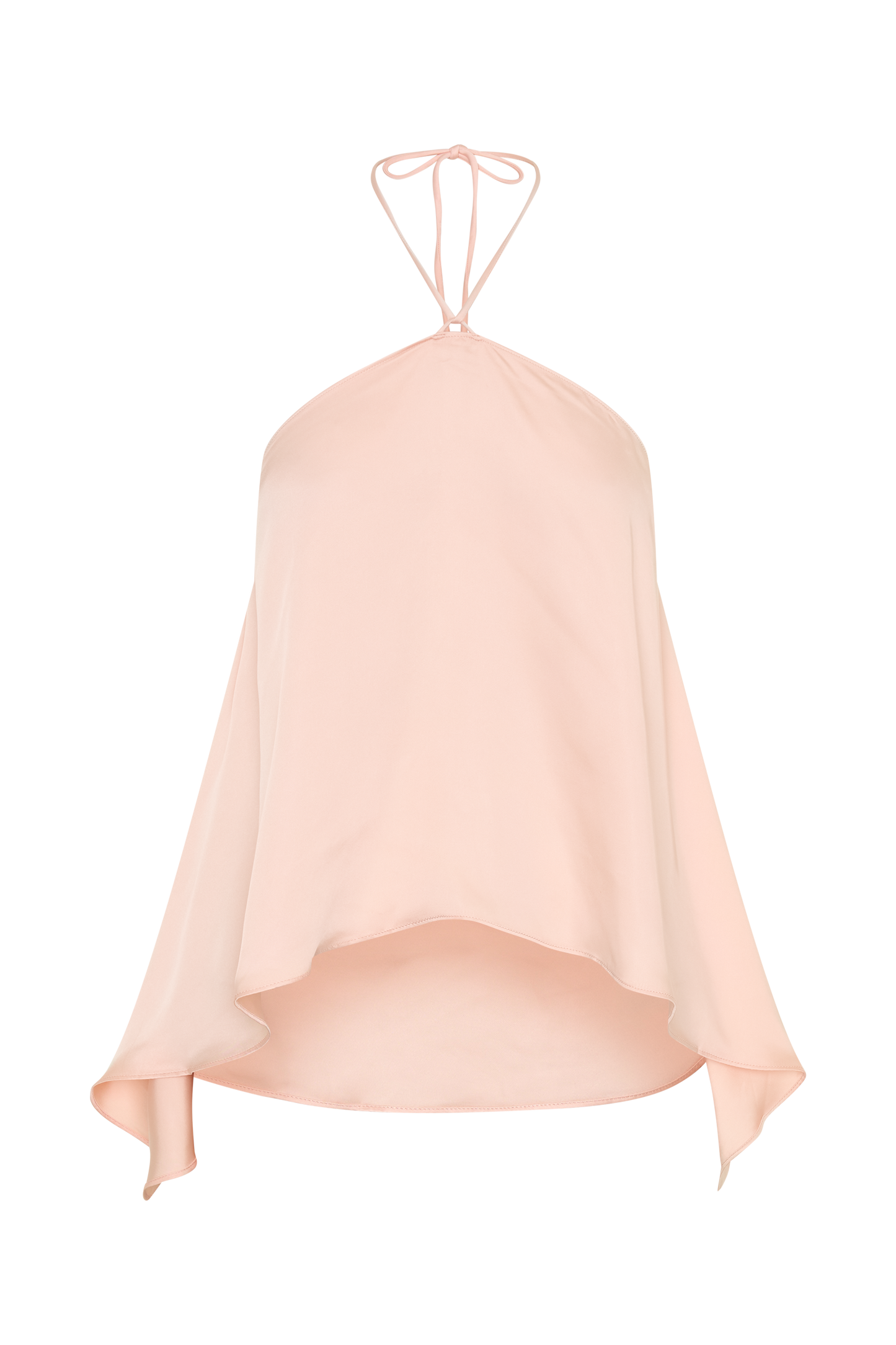 Adelaide Draped Satin Halter Top - Peach
