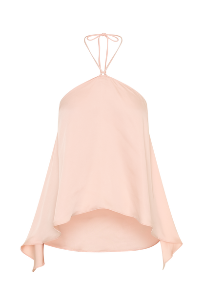 Adelaide Draped Satin Halter Top - Peach