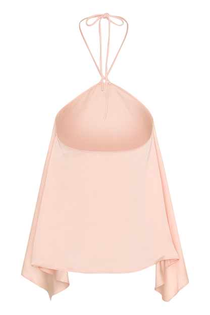 Adelaide Draped Satin Halter Top - Peach