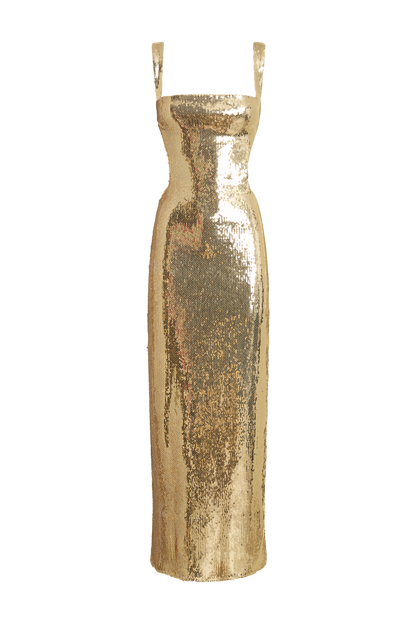 Adoria Sequin Cut Out Maxi Dress - Gold