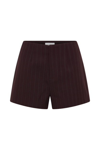 Agatha Suiting Shorts - Plum Pinstripe