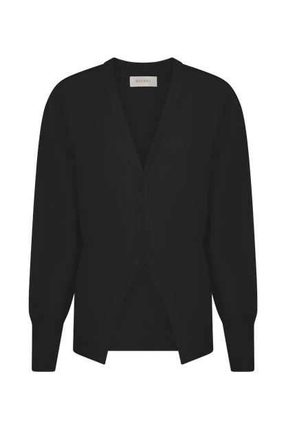 Alexia Buttoned Oversized Cardigan - Black