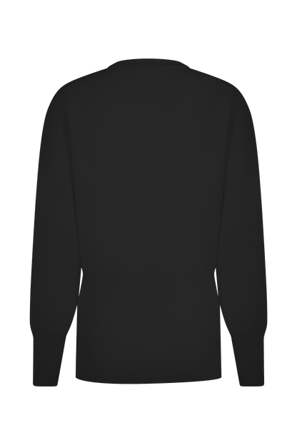 Alexia Buttoned Oversized Cardigan - Black