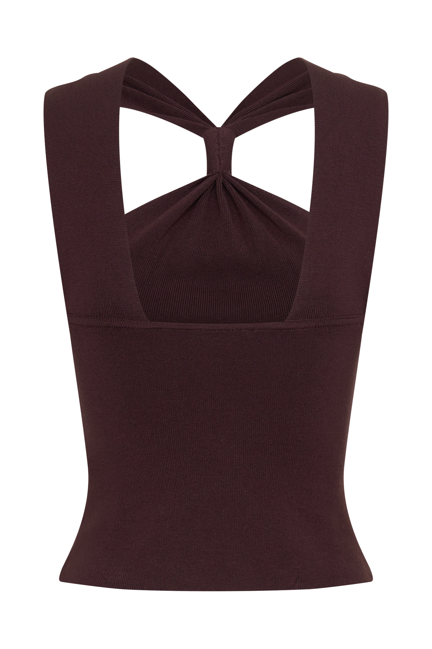 Angelika Twist Front Knit Top - Chocolate