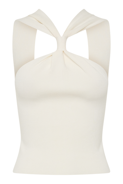 Angelika Twist Front Knit Top - Ivory