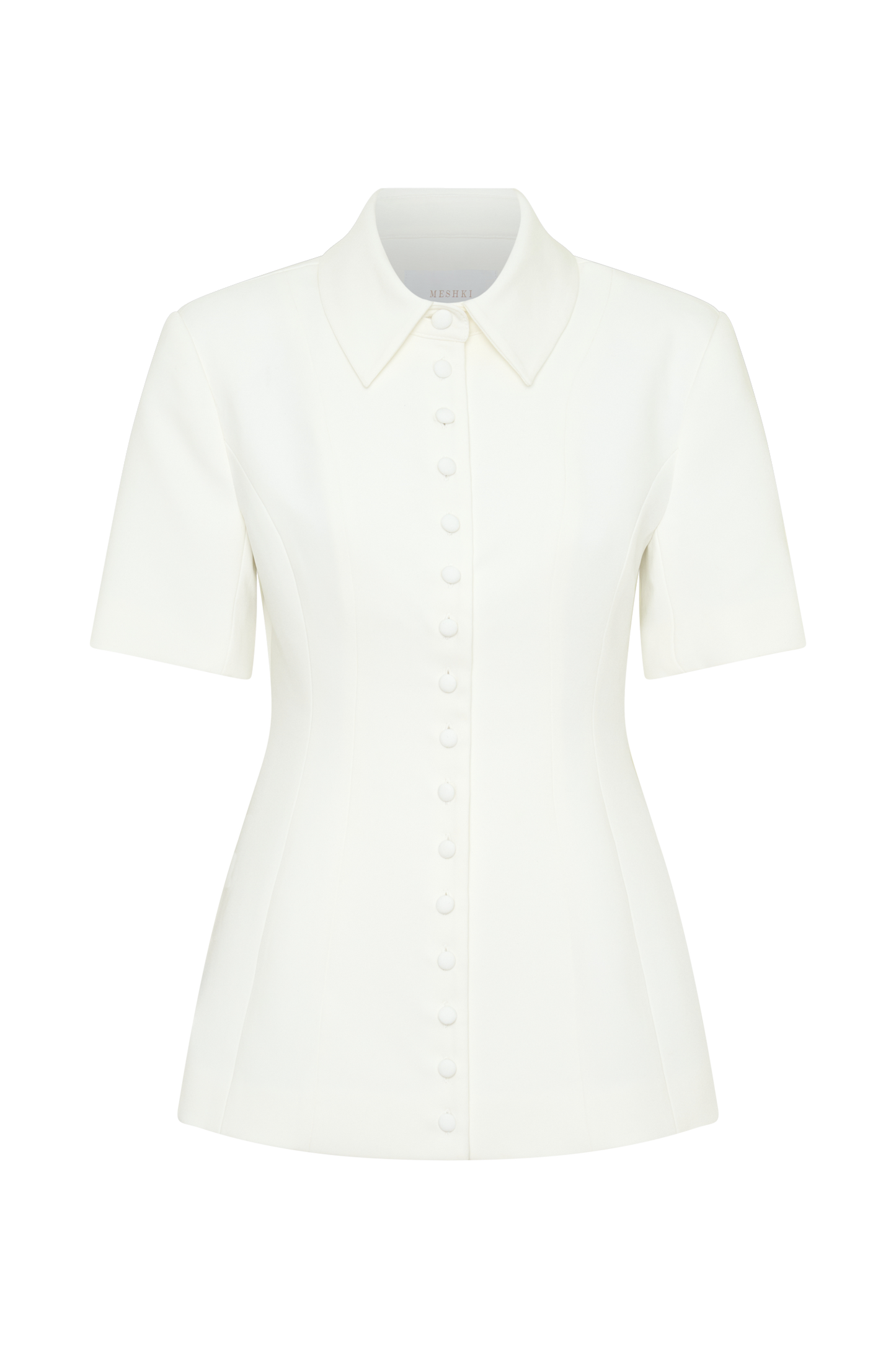 Ariella Button Up Short Sleeves Top - White