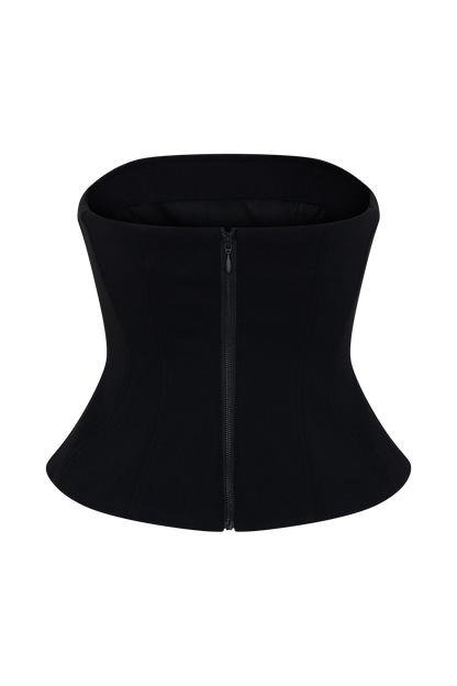 Arla Button Up Corset Top - Black
