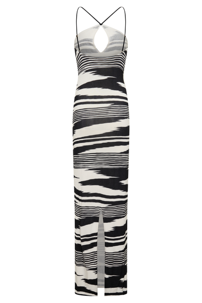 Ashtin Cross Front Knit Maxi Dress - Linear Shift Print